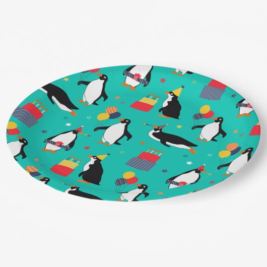 Penguin Party Papieren Bordje (Gekanteld)