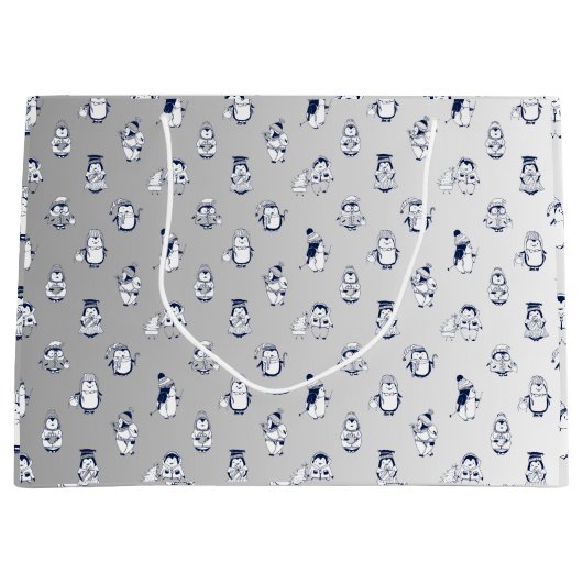 Penguin Party Perfect: Stijlvolle Gift Bag Delight Groot Cadeauzakje (Voorkant)