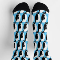 Penguin Pattern Cute Minimalist Blue Black White