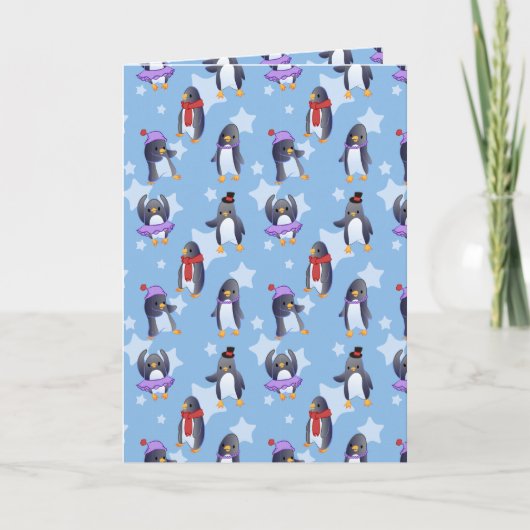 Penguin Pattern Feestdagen Kaart (Voorkant)