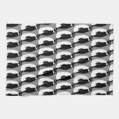 Penguin Pattern Gray Black White Theedoek (Horizontaal)