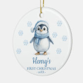Penguin Personalized Baby's First Christmas Keramisch Ornament (Links)