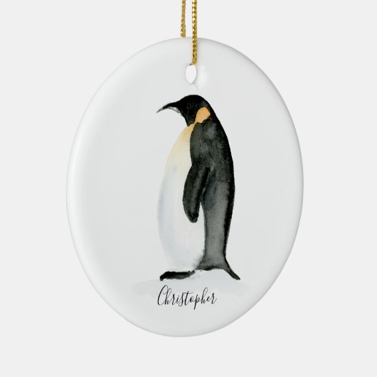 Penguin Personalized waterverf Ornament (Rechts)