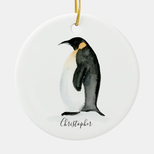 Penguin Personalized waterverf Ornament (Voorkant)