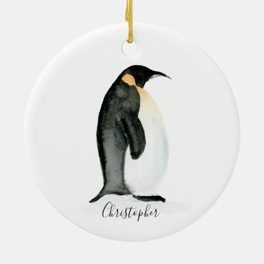 Penguin Personalized waterverf Ornament (Achterkant)