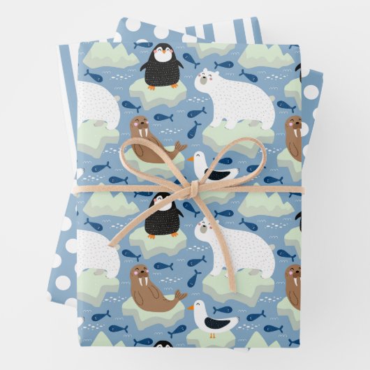 Penguin Polar Beer Seal Wrapping Paper Set van 3 (In situ)