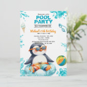 Penguin Pool Party Birthday Invitation (Debout devant)