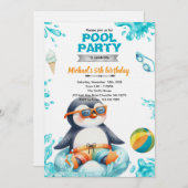 Penguin Pool Party Birthday Invitation (Devant / Derrière)