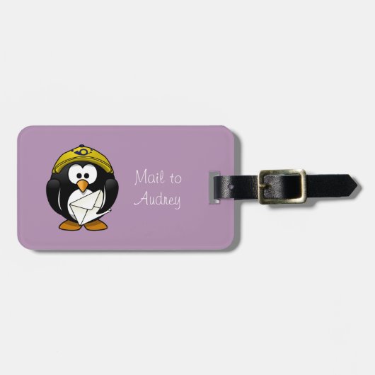 Penguin Postman Paars Bagagelabel (Voorkant horizontaal)