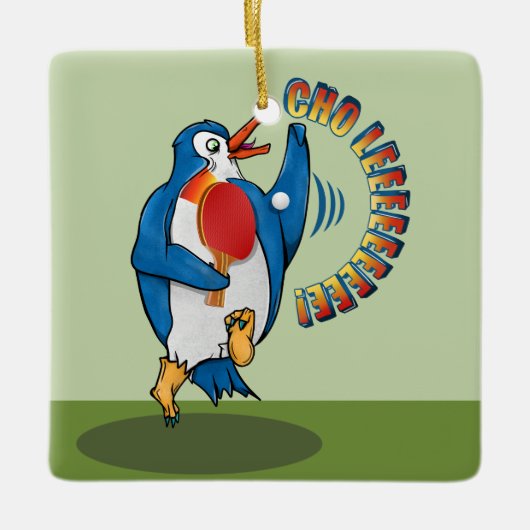 Penguin Pplay Ping Pong Keramisch Ornament (Voorkant)