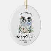 Penguin Premier Noël Marié Ornement Cadeau (Droite)