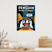 Penguin Pulp Crime Noir Grappig Ontwerp Poster (Keuken)
