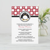 Penguin Red Polka Dot Baby Douche Invitations (Debout devant)