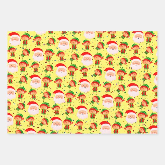 Penguin Reindeer Santa Claus Elf Kerstfeestdag Inpakpapier Vel (Voorkant 2)