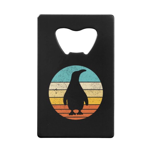 Penguin Retro Sunset Kredietkaart Flessenopener (Voorkant)