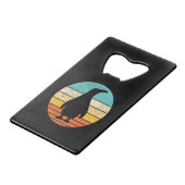 Penguin Retro Sunset Kredietkaart Flessenopener (Voorkant Gekanteld)
