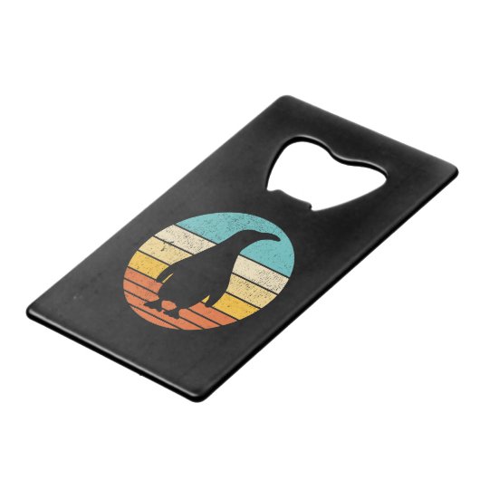 Penguin Retro Sunset Kredietkaart Flessenopener (Voorkant Gekanteld)