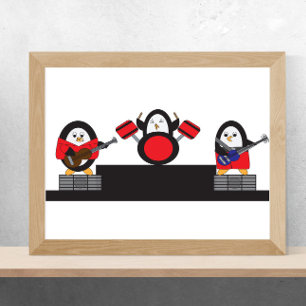 Penguin Rock en Roll Band Poster