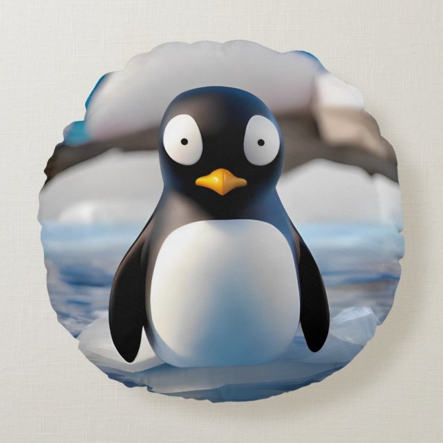 Penguin Rond Kussen (Voorkant)