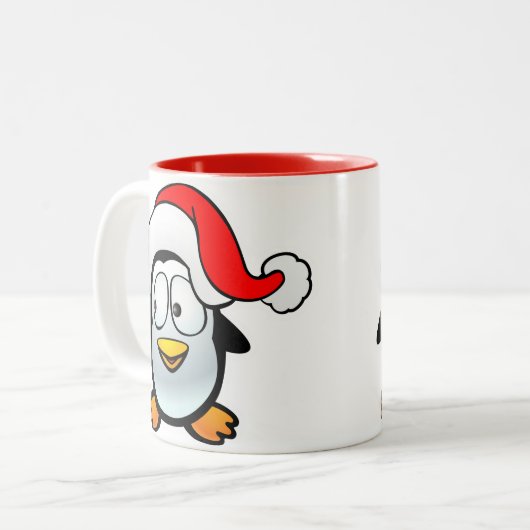 Penguin Santa Claus Tweekleurige Koffiemok (Voorkant links)