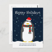 Penguin Santa Hat Kerstmis Corporate Groet Briefkaart (Voorkant / Achterkant)