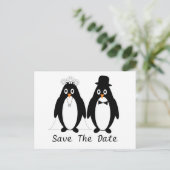 Penguin Save the Date Wedding Announding Aankondigingskaart (Staand voorkant)