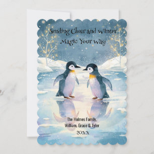 Penguin Schaatsen Kerst Kaart