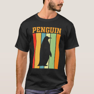Penguin schaduw silhouet in retro kleuren t-shirt