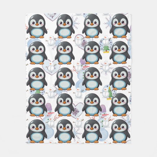 Penguin Schattige Kawaii Baby Pattern Fleece Deken (Voorkant)
