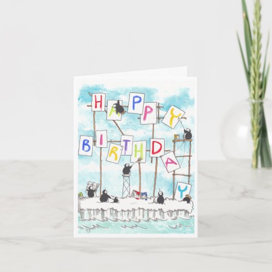 Penguin Schilders Verjaardag Kaart (Voorkant)