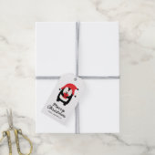 Penguin Script Vrolijk Kerstcadeau Label Cadeaulabel (Met Touw)