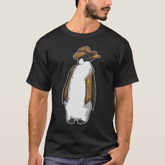 Penguin Sheriff Cowboy pet T-shirt (Voorkant)