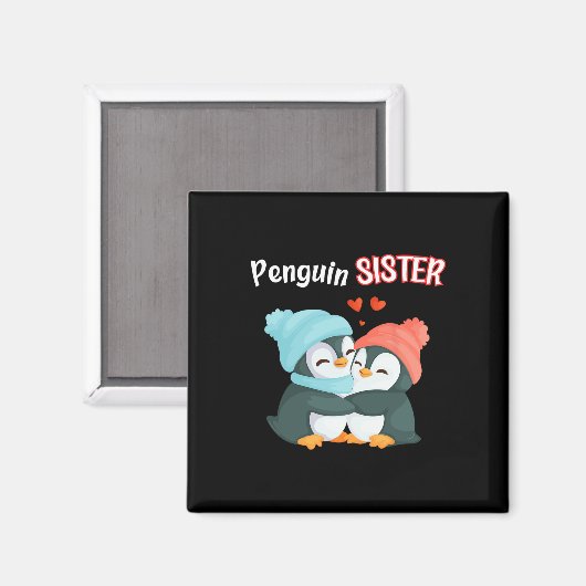 Penguin Sister - Sibling's Funny &amp; Schattigee  Magneet (Voorkant / Achterkant)