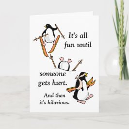 Penguin Ski Adventure Feestdagen Kaart