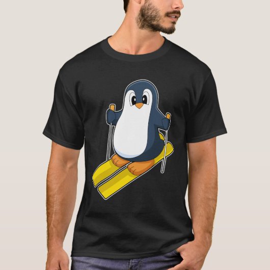 Penguin Skiën Wintersport T-shirt (Voorkant)