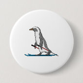 Penguin Skier Ski Ronde Button 7,6 Cm (Voorkant)