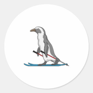 Penguin Skier Ski Ronde Sticker