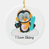 Penguin Skiing Keramisch Ornament (Achterkant)