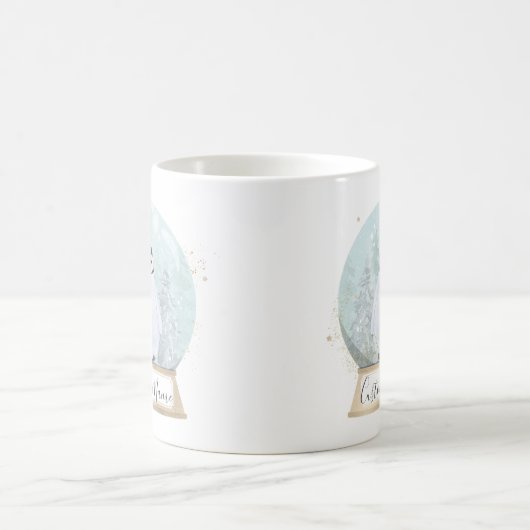 Penguin Snow Globe Custom Name Mug Christmas Gift (Centre)