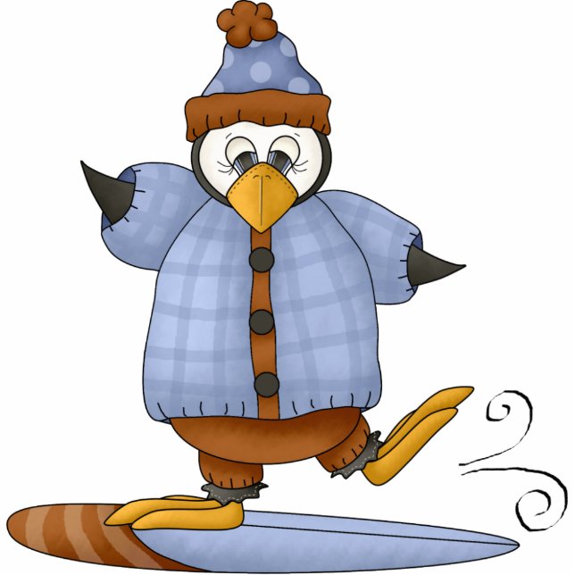 Penguin Snowboarder Ornament Fotobeeldje Ornament (Voorkant)