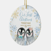 Penguin Snowflakes maakt ons eerste kerstfeest sam Keramisch Ornament (Rechts)