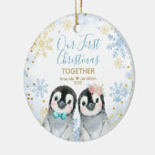 Penguin Snowflakes maakt ons eerste kerstfeest sam Keramisch Ornament (Links)