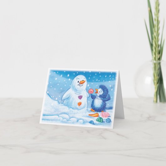 Penguin & Snowman grande carte de Noël (Devant)