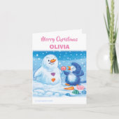 Penguin & Snowman medium kerstkaart Feestdagen Kaart (Voorkant)