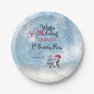 Penguin Snowman Winter ONEderland 1e verjaardag Papieren Bordje