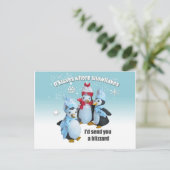 Penguin Speelgoed Foto Kisses en Snowflakes Briefkaart (Staand voorkant)