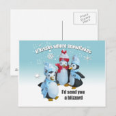 Penguin Speelgoed Foto Kisses en Snowflakes Briefkaart (Voorkant / Achterkant)
