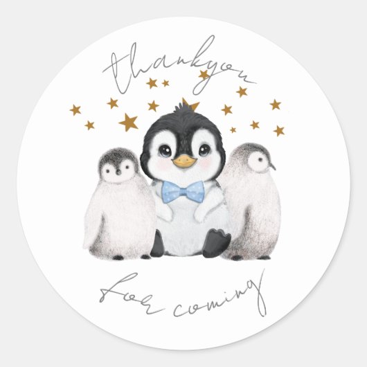 Penguin Star Party Thankyou Sticker (Voorkant)