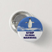 Penguin Stop Global Warming Round Button (Voorkant /achterkant)