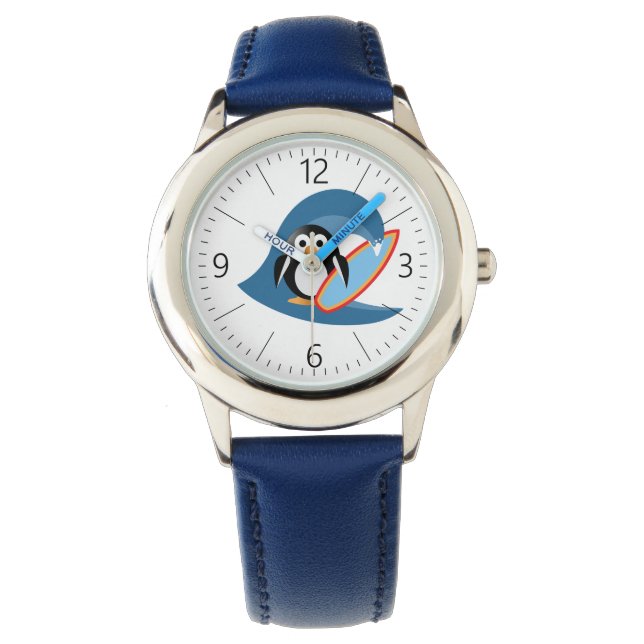 Penguin surfer horloge (Voorkant)